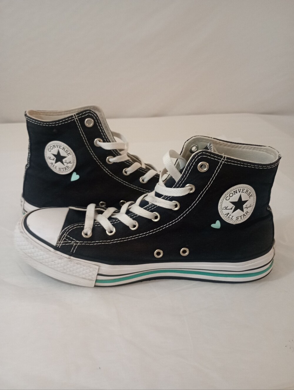 Converse Kids Black High-Top Sneakers with Mint Accent
